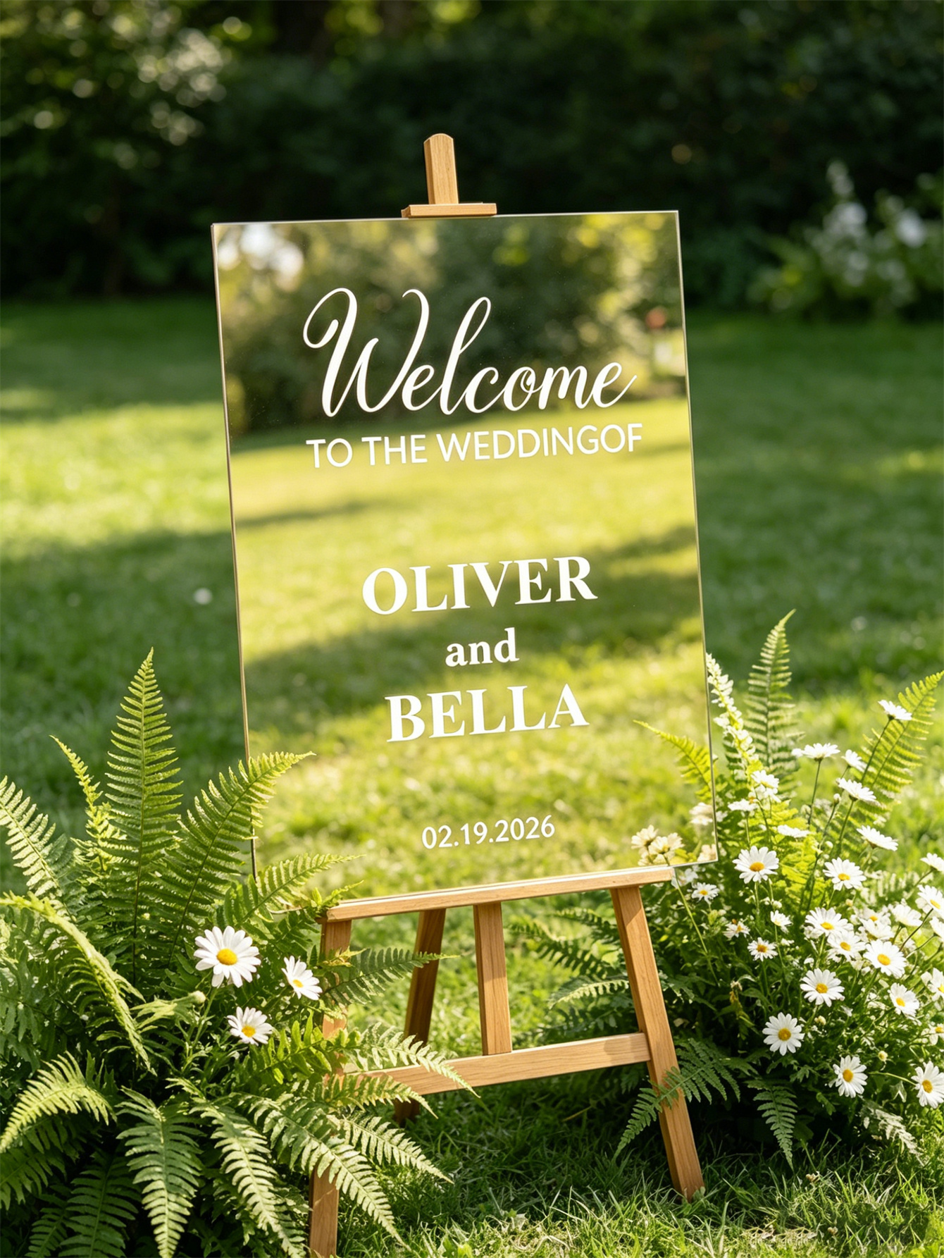 Mirror acrylic welcome signs, golden mirror wedding direction signs, custom wedding direction signs, ceremony welcome signs